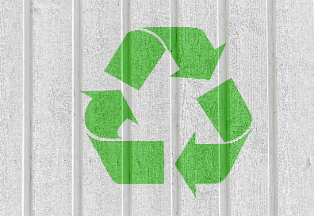 Recycling symbol on the wall