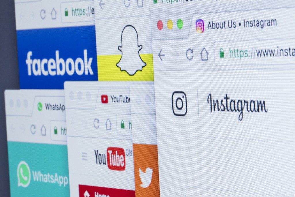 open tabs of various social media platforms