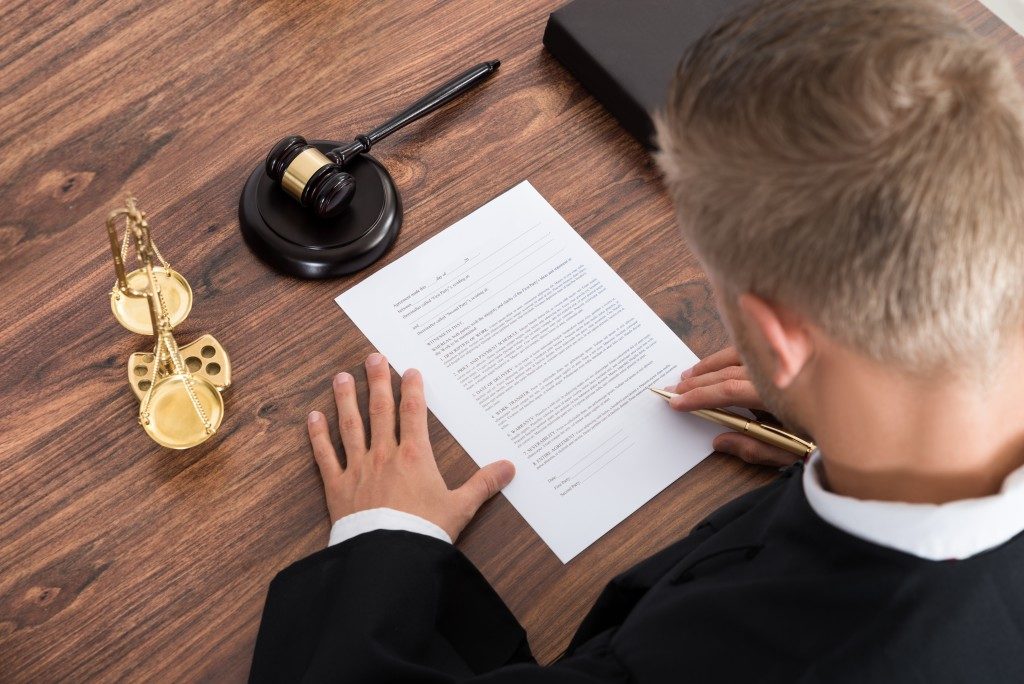 lawyer reading a contract