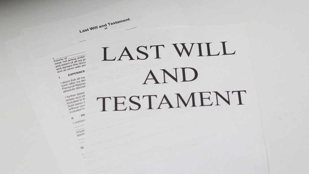 last will and testament document laid out in a table