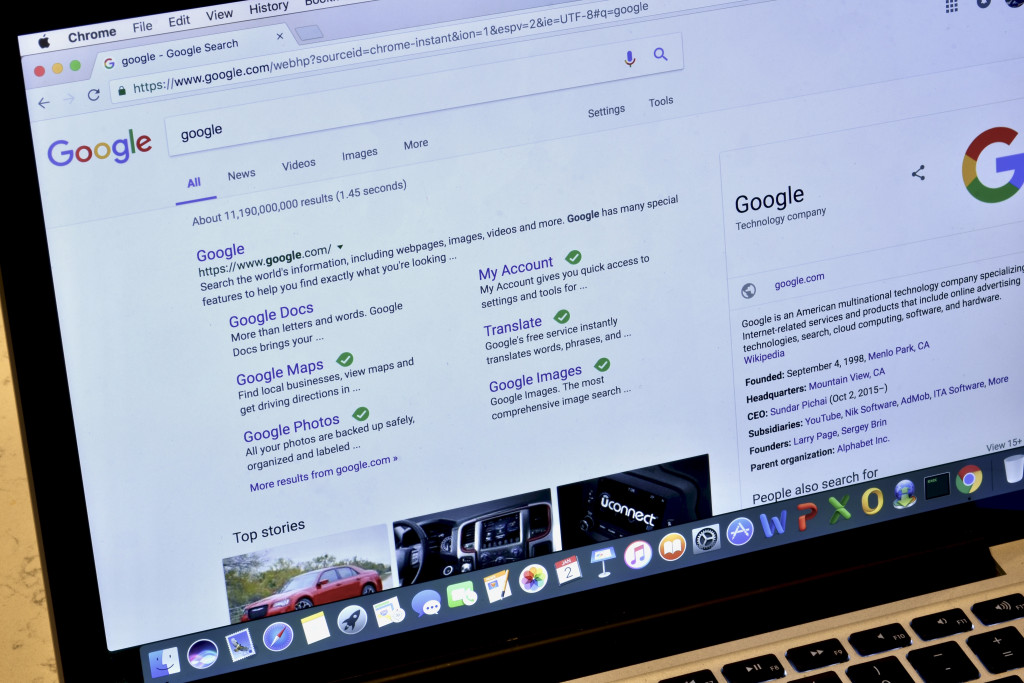 a desktop displaying search engine