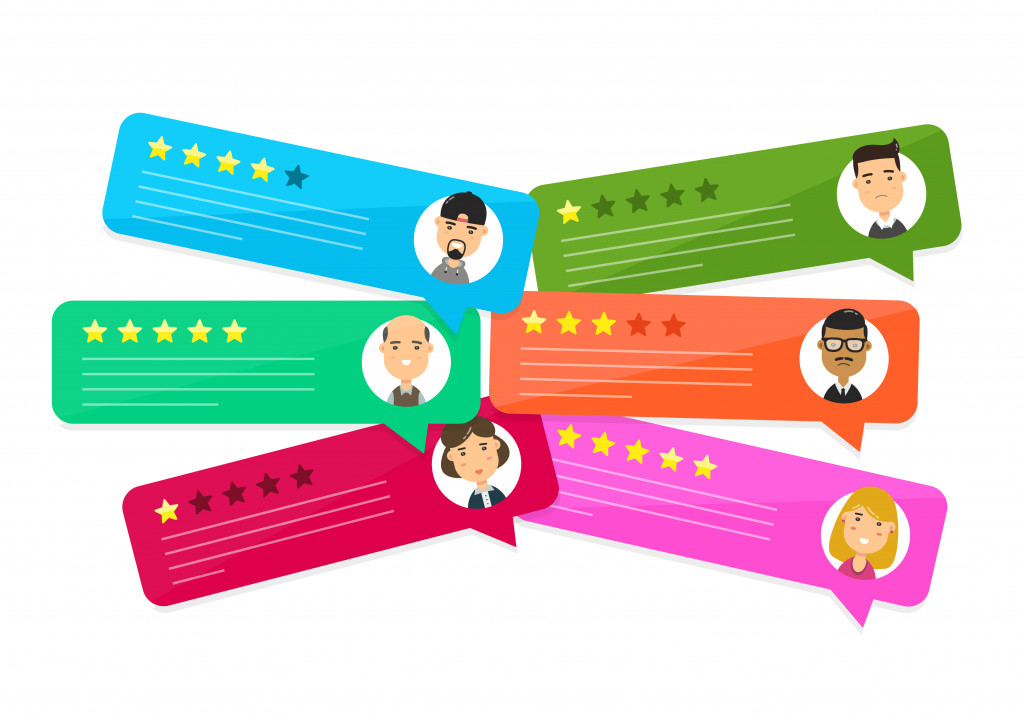 Customer reviews and ratings on a coment board